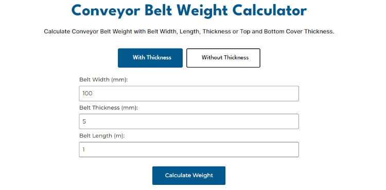 Conveyor Belt Weight Calculator