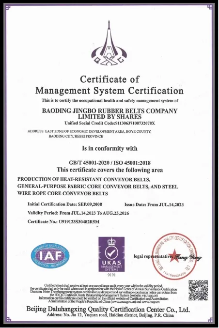 Certificate of Management System Certification